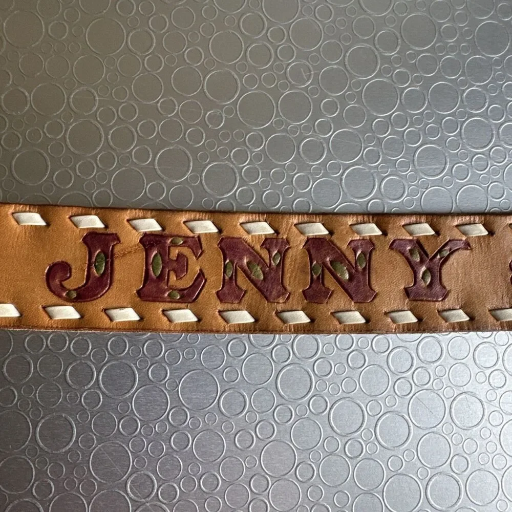 Girls Jenny Name Belt 4T 5 Tooled Leather Western Personalized Size XS Tan Multi